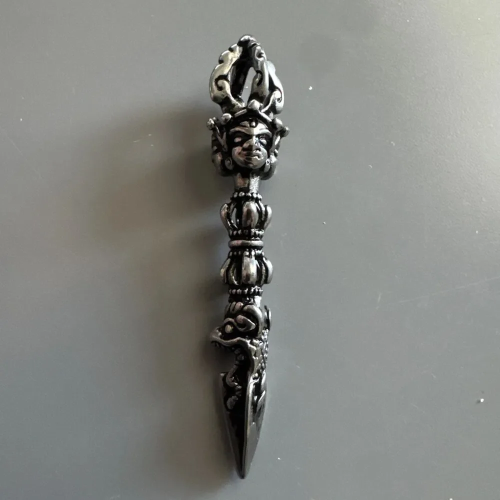 Pendant 24 Inch Stainless Steel Box Chain Viking Tibetan Buddhist Ritual Dagger